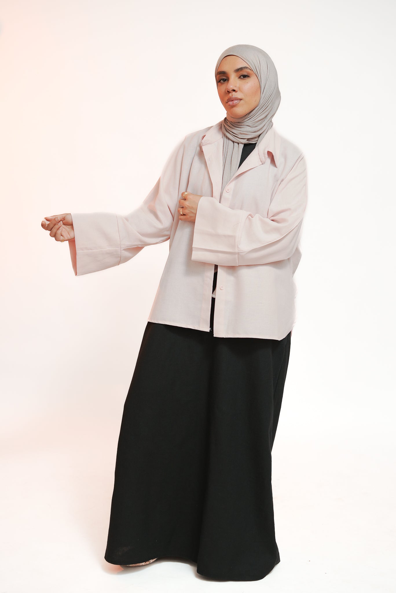 Soft Pink Short Kimono Shirt