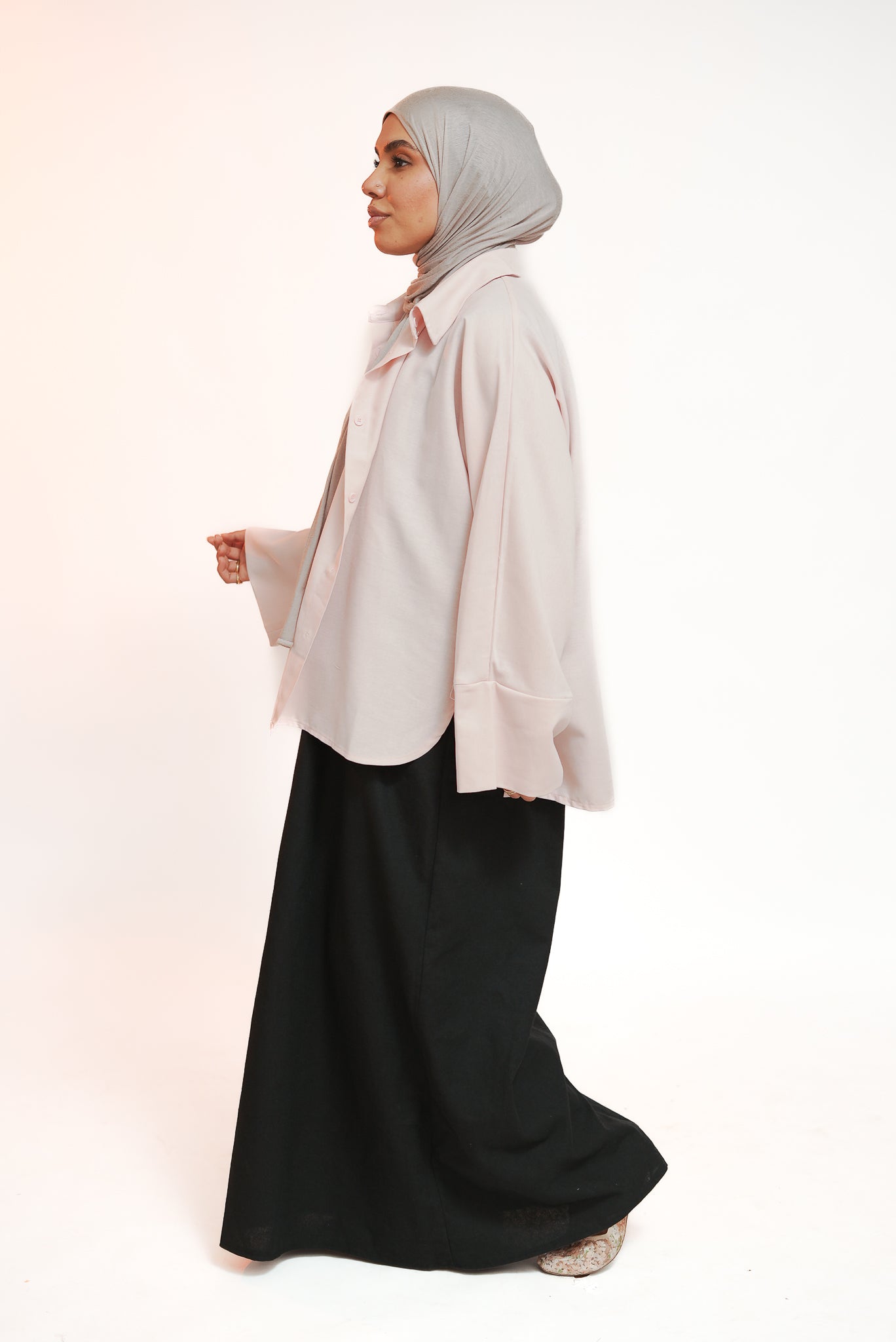 Soft Pink Short Kimono Shirt