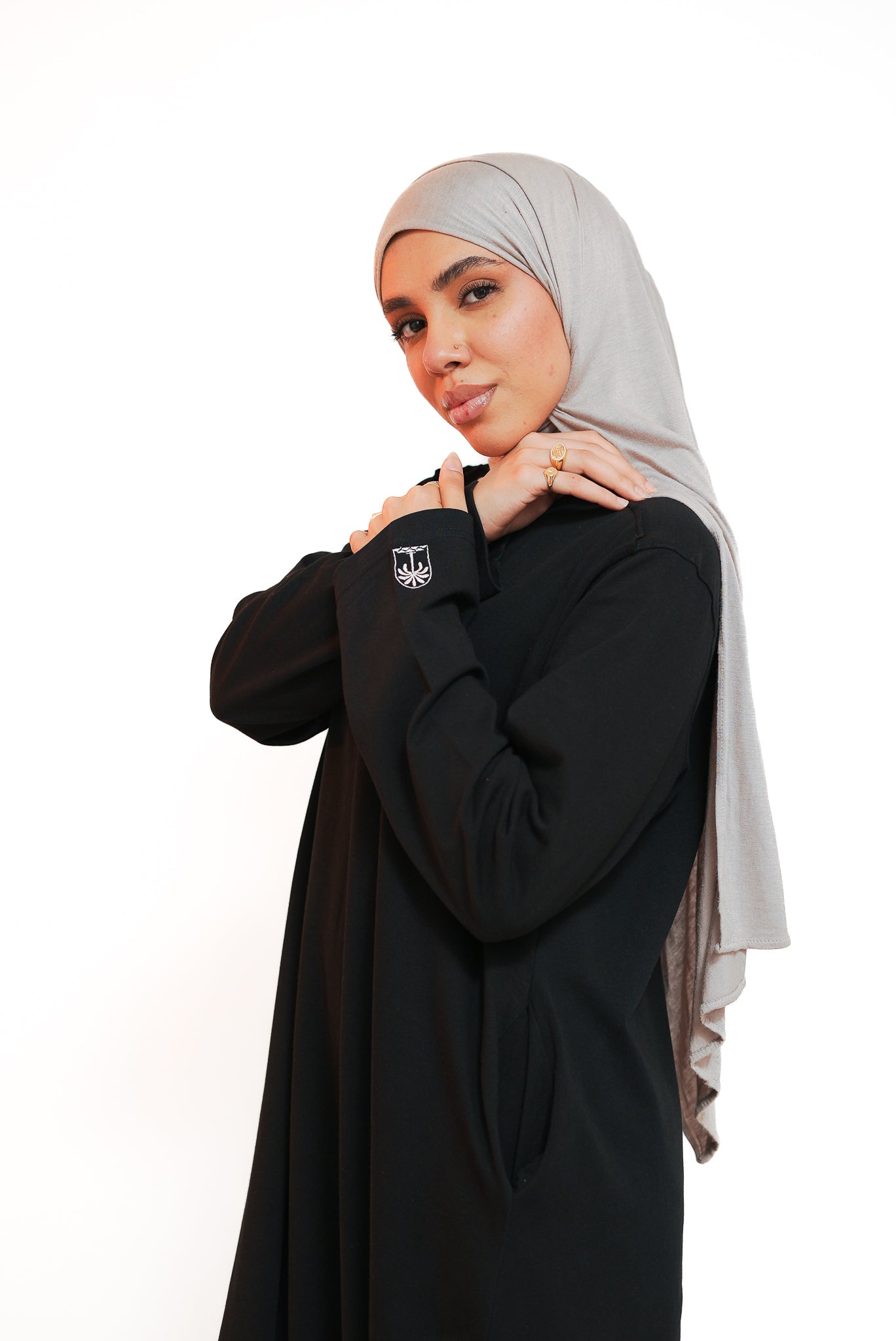 Black Double Cloche Cotton Dress