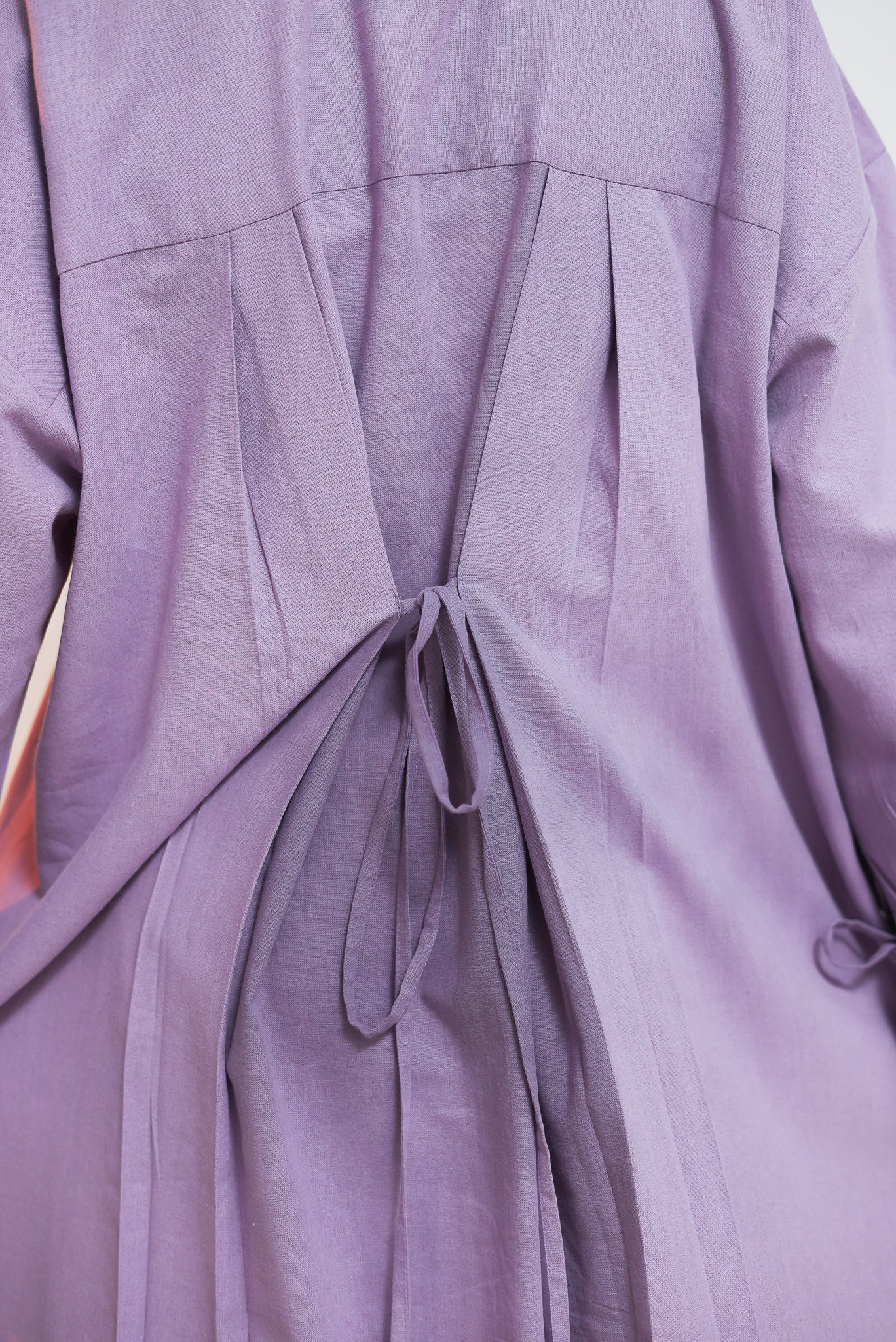 Lavender Flow Tie Linen Dress