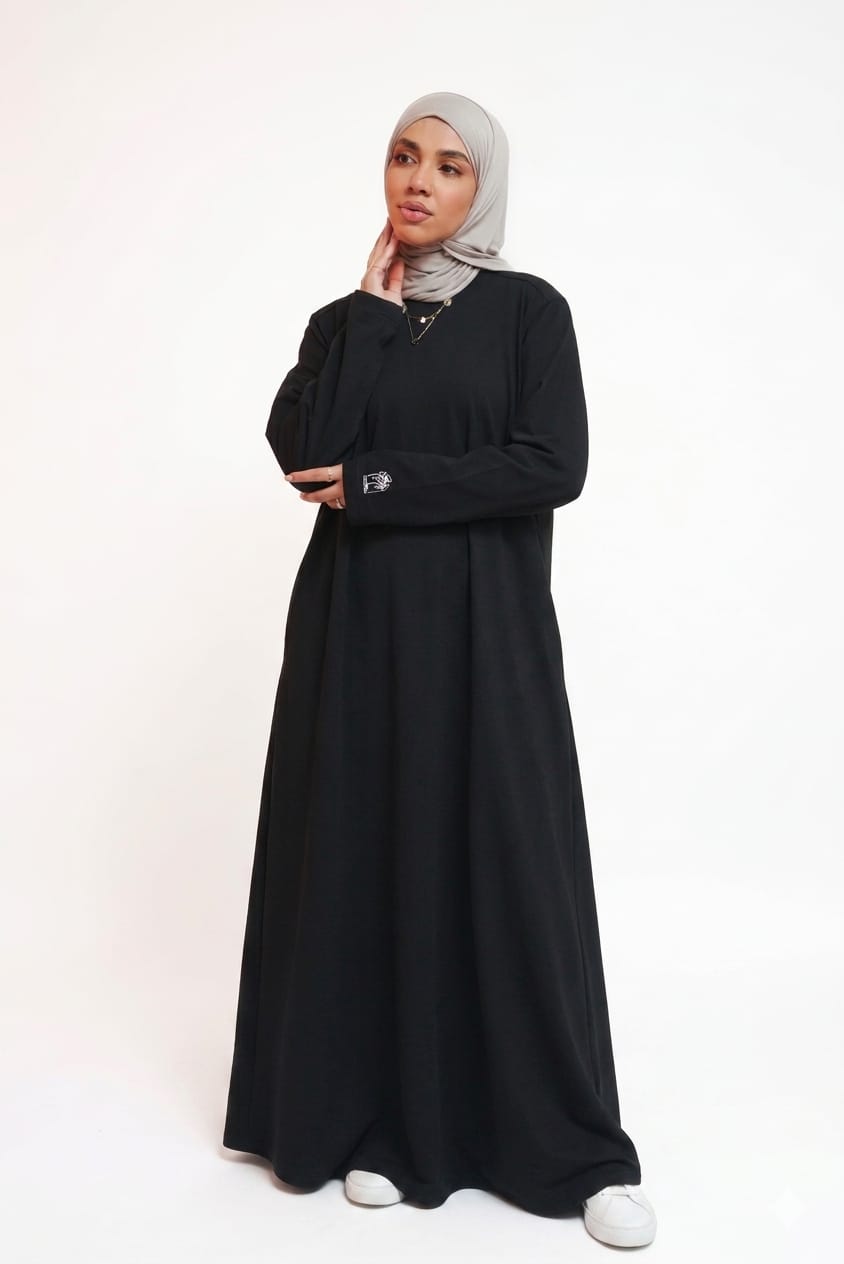 Black Double Cloche Cotton Dress