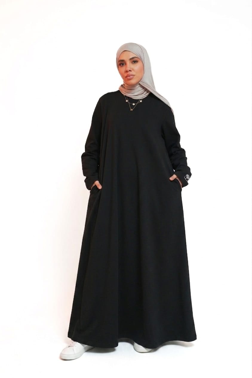 Black Double Cloche Cotton Dress