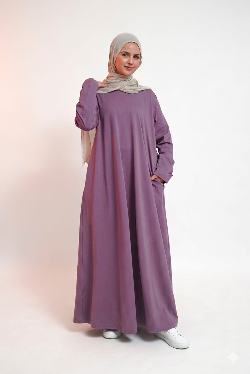 Purple Double Cloche Cotton Dress